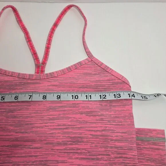 Lululemon Power Y Heathered Pink Racerback Tank w/ Built-In Bra - Picture 7 of 10